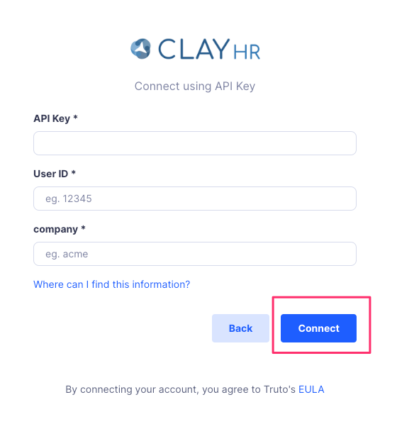 Find your Clay HR account details