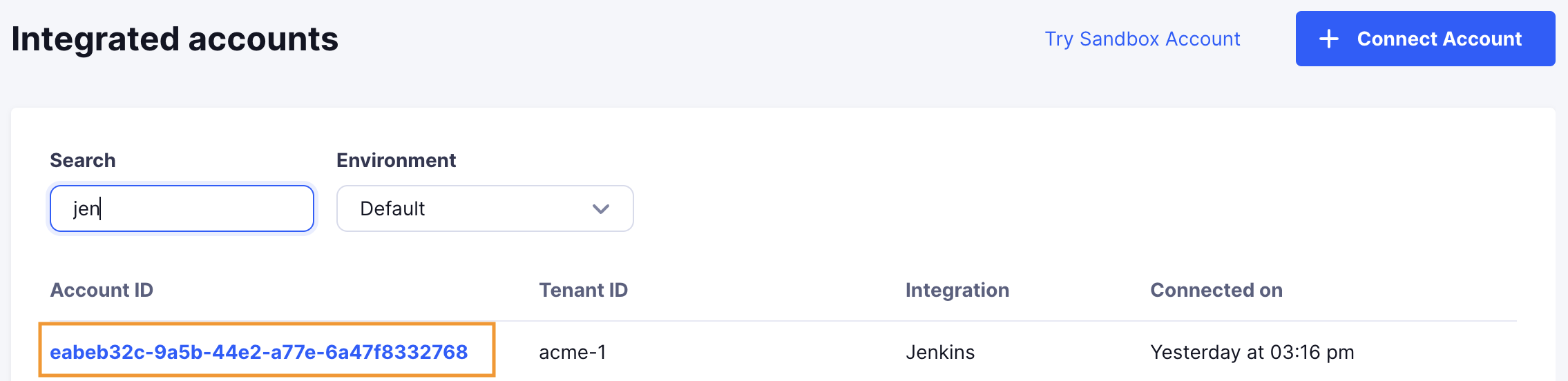 'Jenkins Integrated Account'