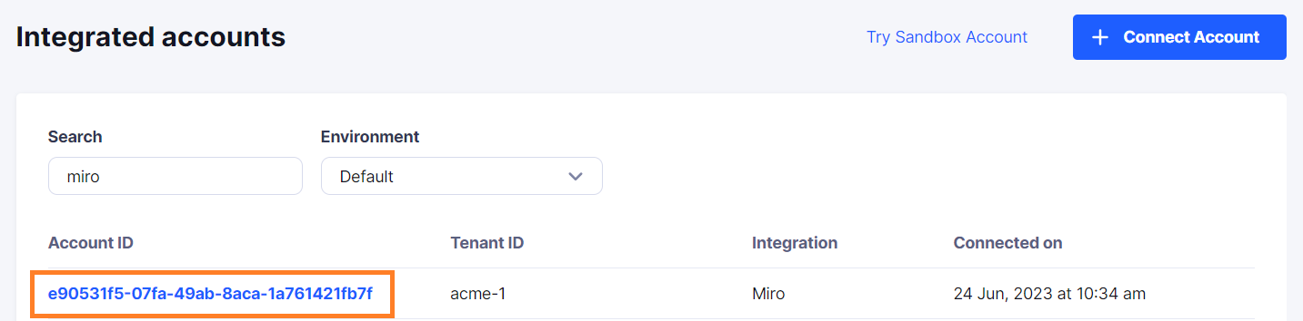 'Miro Integrated Account'