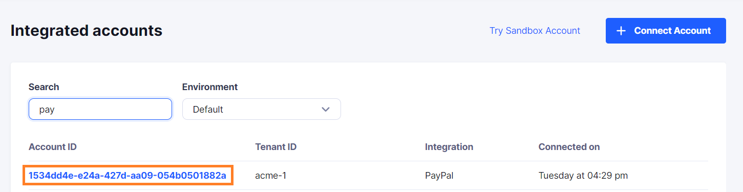 'Paypal Integrated Account'