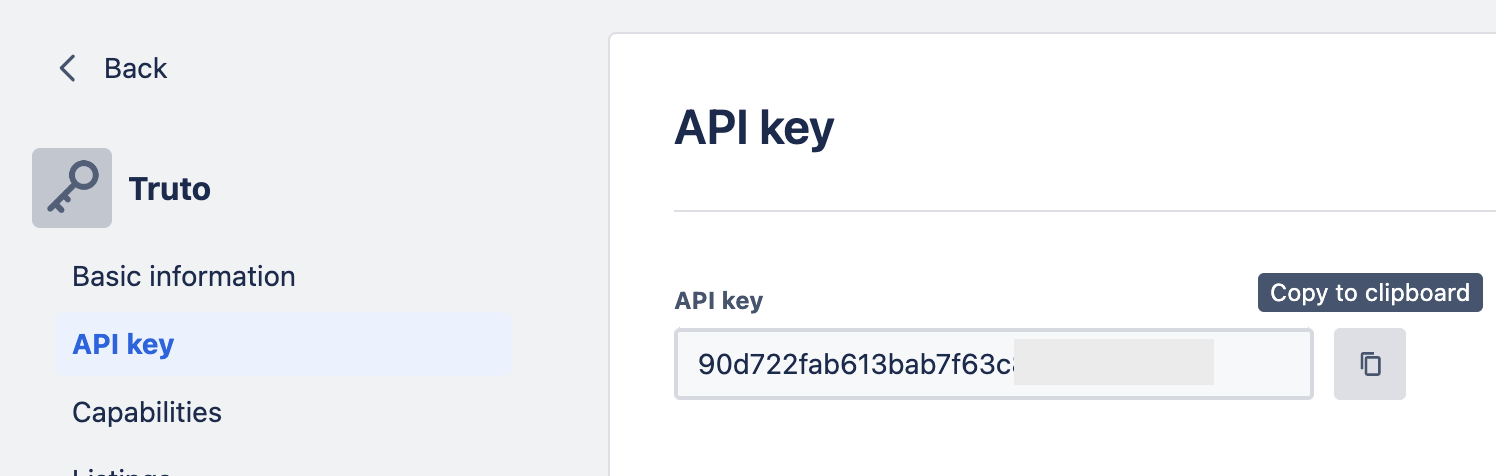 'Copy API Key'