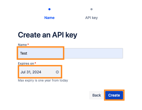'Click on Create API key'