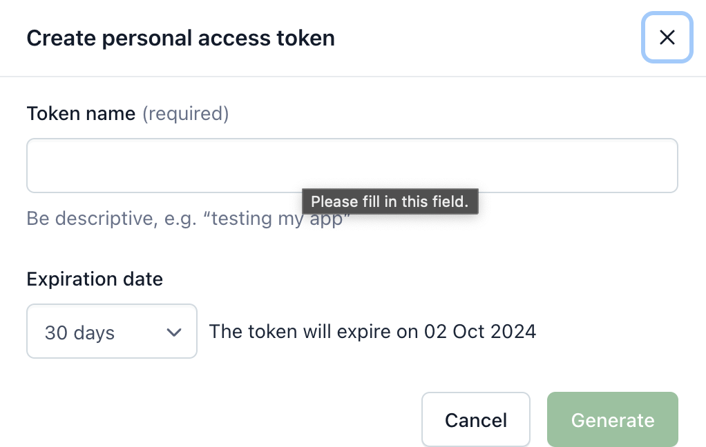 'Click on Personal Access Token'