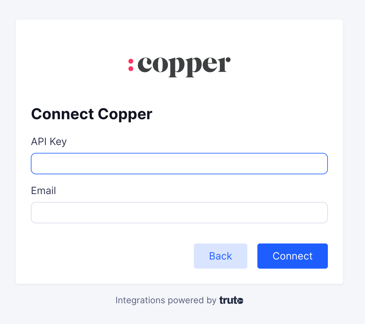 'Copper API Key and Base URL'