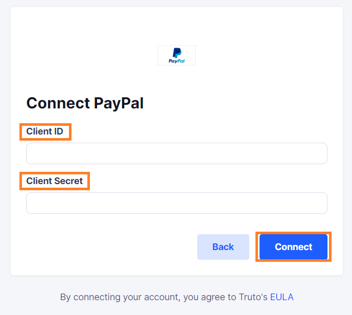 'Paypal Client ID and Client Secret'