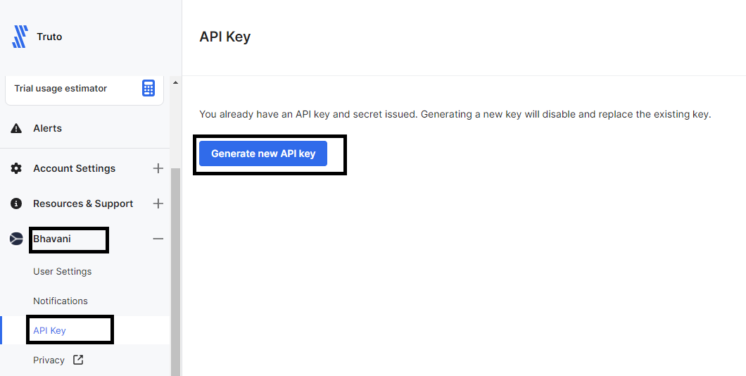 'Create API Key'