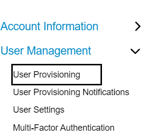 'Click on User Provisioning'