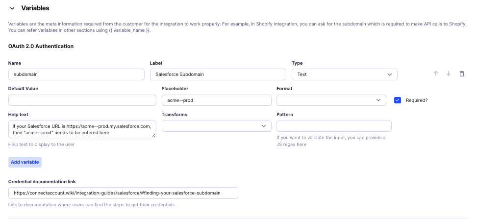 Salesforce OAuth Variables