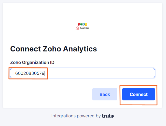 Key in the organization ID on the Truto dialog box